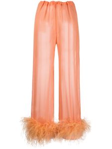 Oséree pantalon transparent orné de plumes d'autruche - Orange