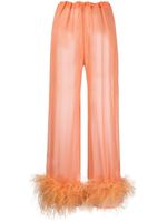 Oséree pantalon transparent orné de plumes d'autruche - Orange