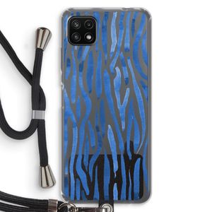 Blauwe nerven: Samsung Galaxy A22 5G Transparant Hoesje met koord