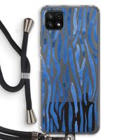 Blauwe nerven: Samsung Galaxy A22 5G Transparant Hoesje met koord