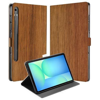 Samsung Galaxy Tab S10 FE | Tab S9 FE | Book Case | Hoesje met Standaard Donker Hout
