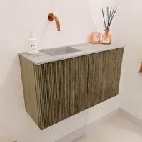 Toiletmeubel Mondiaz Joya Dlux | 70 cm | Meubelkleur Dusk | Faye wastafel Glace Wasbak Links | Zonder kraangat(en)