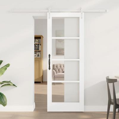 Schuifdeur met Hardware Set Wit 73,5x198,5 cm Massief Houten Vuren