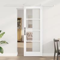 Schuifdeur met Hardware Set Wit 73,5x198,5 cm Massief Houten Vuren