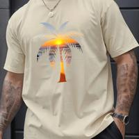 Men's Letter Pattern T-Shirt | 100% Pure Cotton Short Sleeve Top Apricot / S