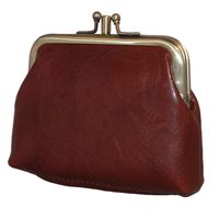 Leather Design Beugel Beursje Cognac