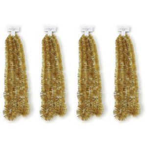 4x Kerst lametta guirlandes goud 270 cm kerstboom versiering/decoratie   -