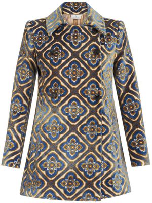 ETRO manteau croisé à fleurs en jacquard - Bleu