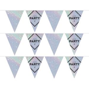 Vlaggenlijn Lets party feest slinger holografisch - 3x - 10 meter - Disco/glitter party decoratie