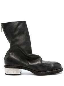 Guidi bottines en cuir à bout rond - Noir