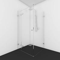 Nisdeur Aan Vast Deel Met Zijwand Incl. Stabilisatiestang Van Rijn Products 8 mm Helder Glas HxB Max 200x100 cm Ronde knop van Rijn