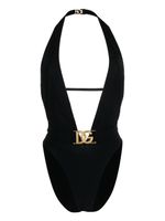 Dolce & Gabbana logo-plaque plunge swimsuit - Noir