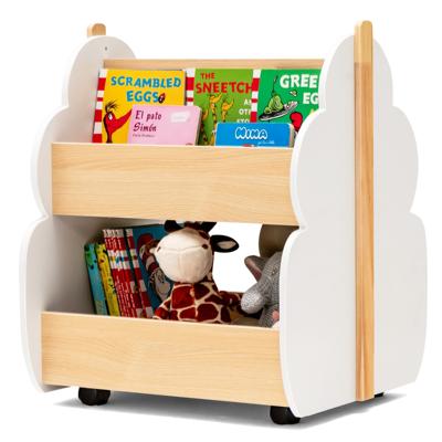 Houten Opbergrek voor Kinderen met Universele Wielen Houten Boekenrek Opbergrek voor Speelgoed voor Peuters Speelgoedorganiser