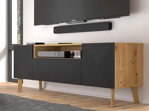 Tv-meubel LUFFY 3 deuren artisan eik/zwart