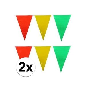 2x vlaggenlijn / slinger geel/rood/groen 10 meter