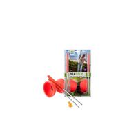 Diabolo Rubber Met Metalen Kern En Aluminium Stokjes Rood Fluor