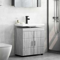 Badkamer wastafelkast Grijs sonoma 60 x 34 x 63 cm Bewerkt hout