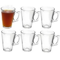 Gerimport Thee bekers / mokken - 6x stuks - glas - 255 ml