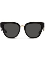 Dolce & Gabbana Eyewear lunettes de soleil rondes à plaque logo - Noir