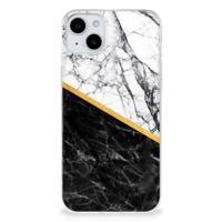 iPhone 15 | TPU | Siliconen hoesje | Marmer Wit Zwart - Origineel Cadeau Man