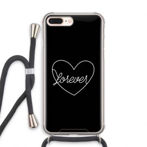 Forever heart black: iPhone 7 PLUS Transparant Hoesje met koord