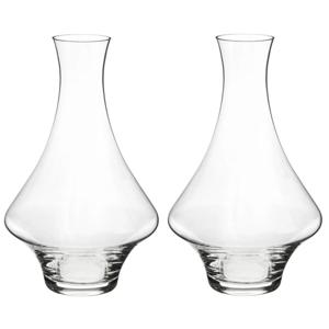 Wijn karaf - 2x stuks - 1,65 liter - D26 x H26 cm - glas - taps toelopende hals - decanteer kan - sc