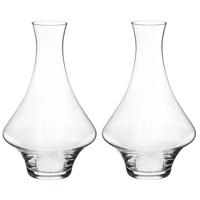 Wijn karaf - 2x stuks - 1,65 liter - D26 x H26 cm - glas - taps toelopende hals - decanteer kan - sc Wijn karaf - 2x stuks - 1,65 liter - D26 x H26 cm - glas - taps toelopende hals - decanteer kan - sc