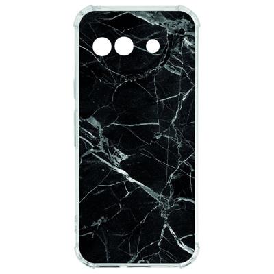 Google Pixel 9a Hoesje - Marmer Zwart TPU Antishock Google Pixel 9a Hoesje - Marmer Zwart TPU Antishock