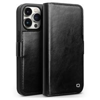 iPhone 15 Pro Qialino Classic Wallet Leren Hoesje - Zwart