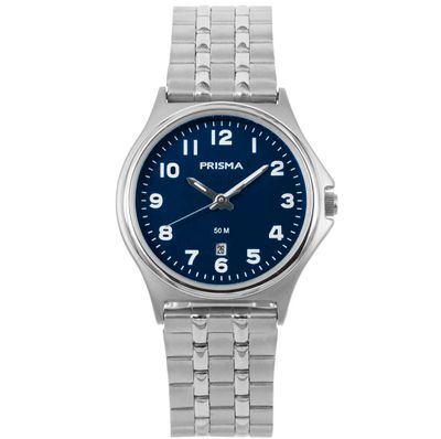 Prisma P.1689 Horloge staal zilverkleurig-blauw