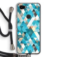 Gekleurde driehoekjes blauw: Pixel 3a Transparant Hoesje met koord