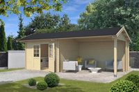 Outdoor Life Maribel Blokhut 700x320 cm 34 mm vuren blank- Zadeldak- Onbehandeld vurenhout- Outdoor Life