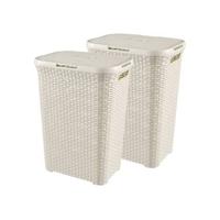 Curver Style Wasmand met Deksel - 60L - 2 stuks - Wit - thumbnail