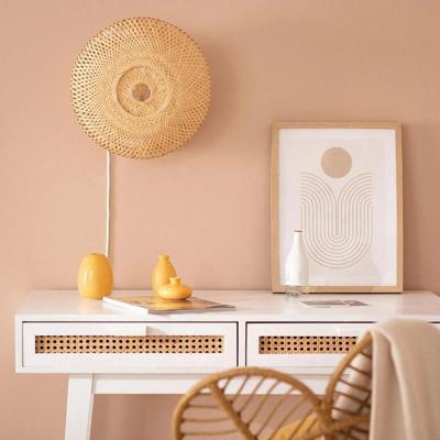 Rotan wandlamp met schakelaar en stekker &apos;Marnix&apos; E27 fitting 32 cm