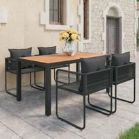 5-delige Tuinset PVC-rattan zwart en bruin