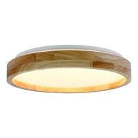 2e Halve Prijs Leen Bakker - Plafonnière Noah LED - Houtlook - 6,5xØ27,2 Cm - Metaal/Kunststof - Wit#Bruin - H6.5 Cm