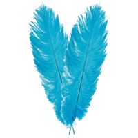 Struisvogelveer/sierveer - 2x - turquoise - 55-60 cm - decoratie/hobbymateriaal