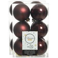 Decoris kerstballen - 24x stuks - mahonie bruin - kunststof - 6 cm