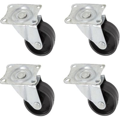 8x Zwenkwielen in set 40 mm zwart