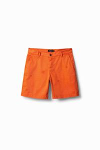 Geborduurde bermuda - ORANGE - 32