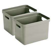 Sunware Opbergbox Sigma - 2x - kunststof - lichtgroen - 18 liter - Opbergbakken/opbergers