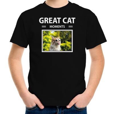 Grijze katten t-shirt met dieren foto great cat mochildrents zwart voor kinderen Grijze katten t-shirt met dieren foto great cat mochildrents zwart voor kinderen