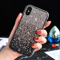 TPU + epoxy Flash Diamond Tri-Color Gradient telefoon beschermende case voor iPhone XS Max (gradiënt zwart)