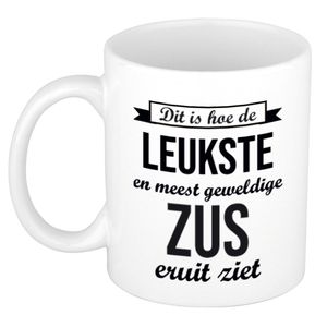 Leukste en meest geweldige zus cadeau koffiemok / theebeker wit 300 ml