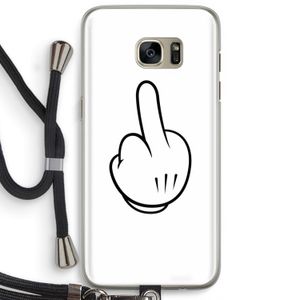 Middle finger white: Samsung Galaxy S7 Edge Transparant Hoesje met koord