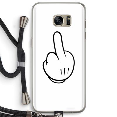 Middle finger white: Samsung Galaxy S7 Edge Transparant Hoesje met koord