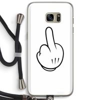 Middle finger white: Samsung Galaxy S7 Edge Transparant Hoesje met koord