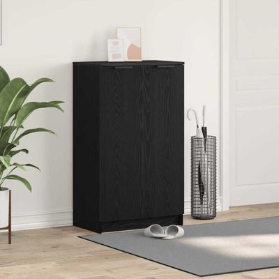 Schoenenkast Zwart eiken 59 x 35 x 100 cm Bewerkt hout