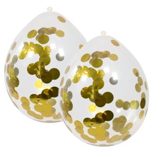 Feest ballonnen transparant met confetti - goud - 12x stuks - 30 cm