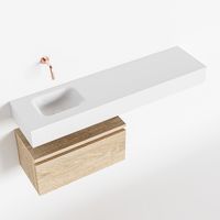 Toiletmeubel Mondiaz Andor | 120 cm | Meubelkleur Washed oak | Lex vrijhangend wastafel Talc Links | Zonder kraangat